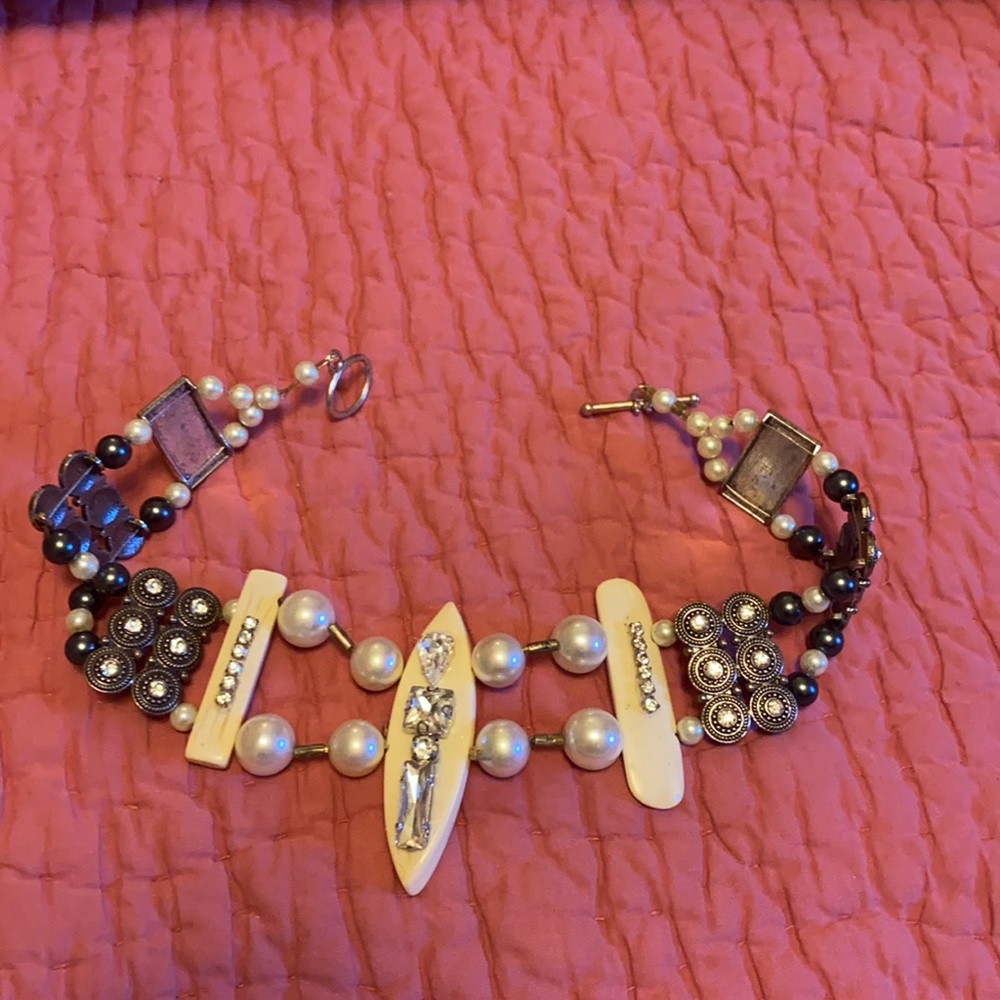 16 inch bone and crystal choker. One of a kind  Handmade.